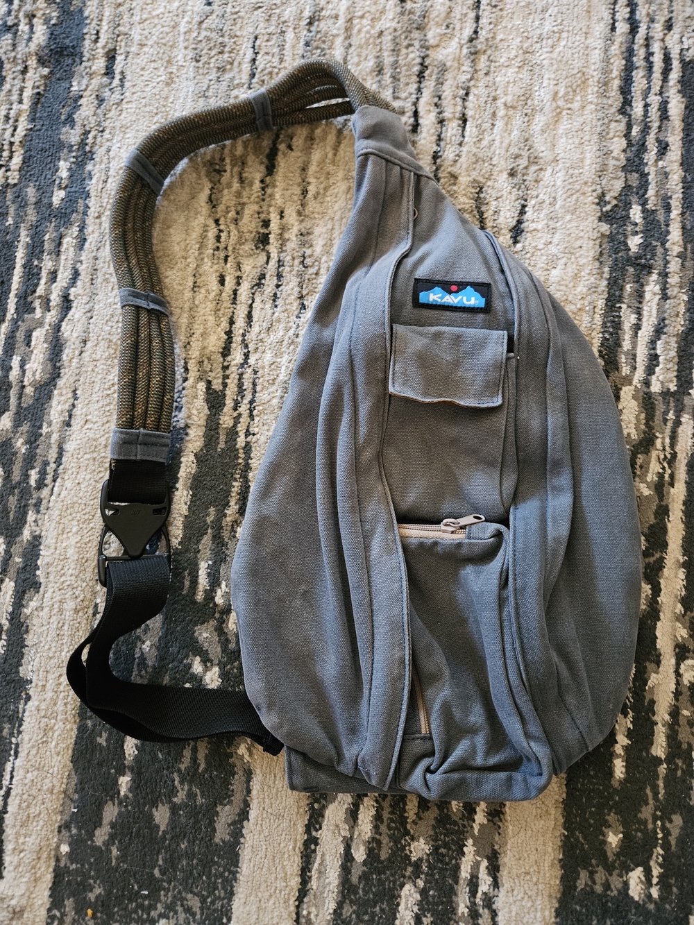 KAVU Gray Canvas Sling Pack with Rope Strap